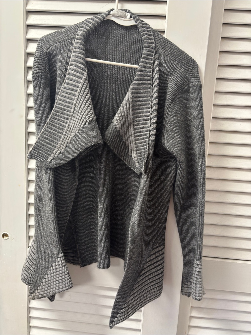 Adore Gray Draped Open-Front Knit Cardigan